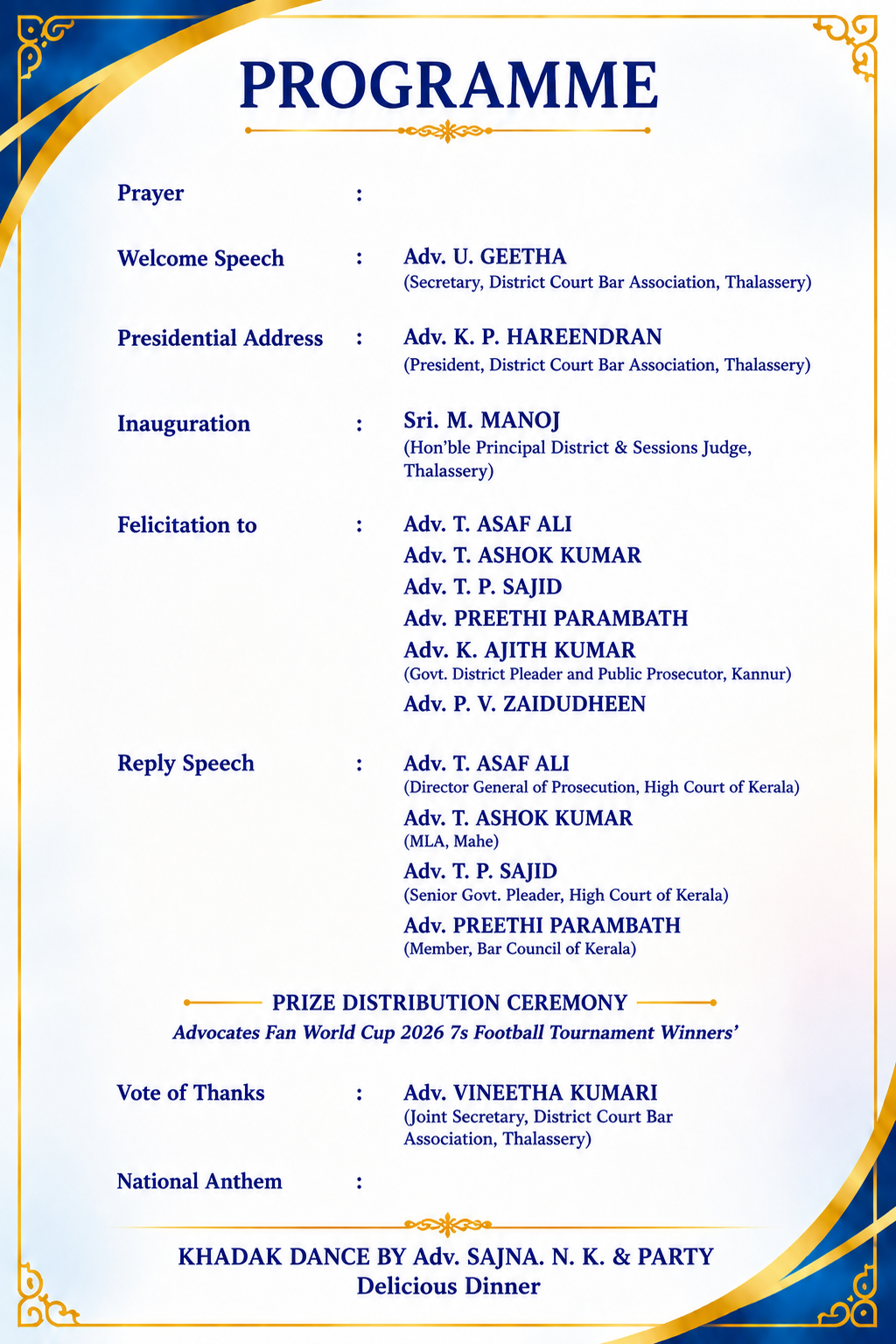 Programme Schedule